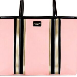Victoria's Secret Pink and Black Striped Tote
